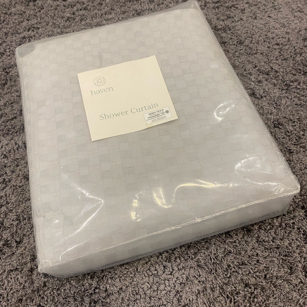 Have Harbor Mist Waffle Weave Shower Curtain